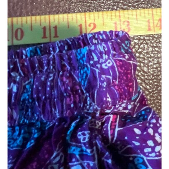 Miss Euro Style Free Size Purple Boho Elastic Waist Pants Vibrant Abstract Print - Picture 6 of 7